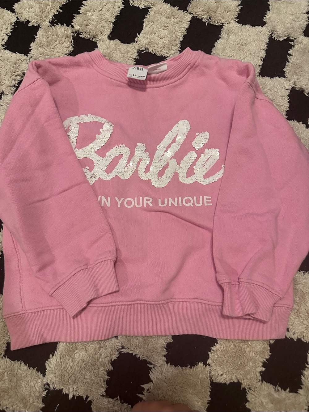 Barbie Pink Sweatshirt with White Sequin Logo